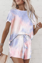 Load image into Gallery viewer, Summer Printed Dyed Pajamas with Short Sleeved Gradient-colored Draw-down Home Clothing Set