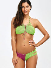 Load image into Gallery viewer, Contrasting Classic Hand Hook Wool Split Women's Bikini