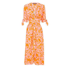 Load image into Gallery viewer, Summer New Fashion V-neck Five-point Sleeve with Single-breasted Printed Dress