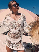 Load image into Gallery viewer, Handmade Hook Flower Beach Blouse Holiday Sun Protection Cover Up