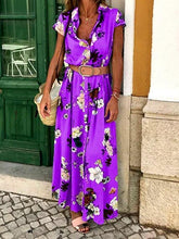 Load image into Gallery viewer, Bohemian Retro Ethnic Wind Holiday Wind V Neck Loose Waist Long Dress