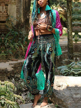 Load image into Gallery viewer, Peacock Feather Print Pocket Yoga Pants Casual High Waist Bloomers