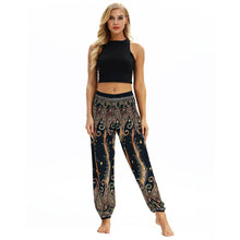 Load image into Gallery viewer, Peacock Feather Print Pocket Yoga Pants Casual High Waist Bloomers