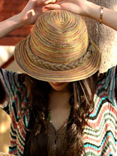 Load image into Gallery viewer, Summer Travel Sunscreen Beach Parent-child Straw Hat Rainbow Sun Hat Roll Cap