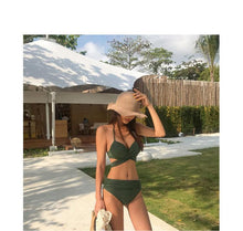 Load image into Gallery viewer, Bikini Two-piece Gathered Sexy Braised Cross Straps Split Swimsuit