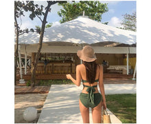 Load image into Gallery viewer, Bikini Two-piece Gathered Sexy Braised Cross Straps Split Swimsuit