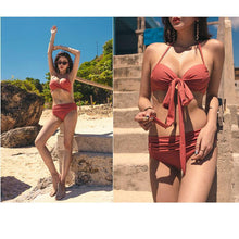 Load image into Gallery viewer, Bikini Two-piece Gathered Sexy Braised Cross Straps Split Swimsuit