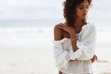 Load image into Gallery viewer, Lace Shirt Ruffled Trumpet Sleeve Beach Blouse Sun Protection Clothing Top