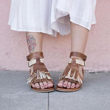 Load image into Gallery viewer, Fringed Belt Buckle Open Toe Hollow Flat Sandals