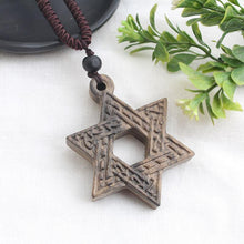 Load image into Gallery viewer, National style retro long sweater chain necklace handmade wooden pendant costume pendant