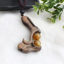 Load image into Gallery viewer, National style retro long sweater chain necklace handmade wooden pendant costume pendant