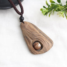 Load image into Gallery viewer, National style retro long sweater chain necklace handmade wooden pendant costume pendant