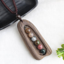 Load image into Gallery viewer, National style retro long sweater chain necklace handmade wooden pendant costume pendant