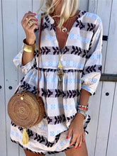 Load image into Gallery viewer, Fashion Print V-neck Cropped Sleeve Dress