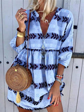 Load image into Gallery viewer, Fashion Print V-neck Cropped Sleeve Dress