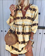 Load image into Gallery viewer, Fashion Print V-neck Cropped Sleeve Dress