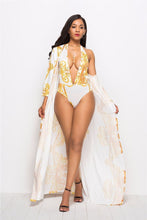 Load image into Gallery viewer, Plus Size Print Halter One Piece Sexy Backless Women Swimwear With Cover Ups Sunscreen