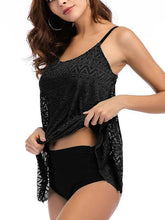 Load image into Gallery viewer, Plus Size Lace Breathable Solid Color Cover Belly Soft Tankini Swimsuits For Women