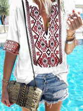 Load image into Gallery viewer, Sexy Loose Deep V-Neck Solid Embroidered Five-point Sleeve Shirt