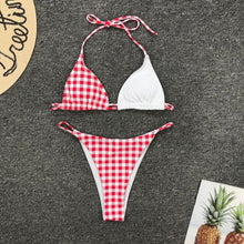 Load image into Gallery viewer, Split Leopard Plaid Panel Sexy Bikini