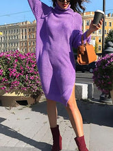 Load image into Gallery viewer, Solid Color Long Sleeve Sweater Mini Dress