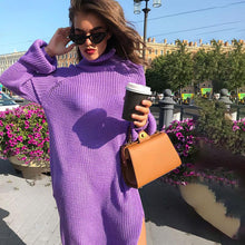 Load image into Gallery viewer, Solid Color Long Sleeve Sweater Mini Dress