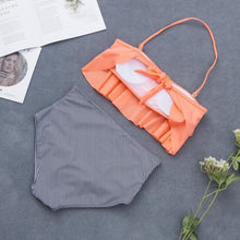 Load image into Gallery viewer, High Waist Bathing Suit Plus Size Swimwear Push Up Bikini Set Vintage Beach Wear