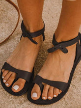 Load image into Gallery viewer, Summer simple buckle buckle toe casual large size women's sandals