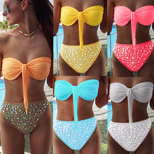 Load image into Gallery viewer, Hot Drill Wrapped Chest Split Bikini