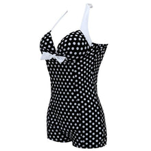 Load image into Gallery viewer, Siamese Black and White Dot Bikini Cherry Large Size Swimsuit
