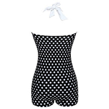 Load image into Gallery viewer, Siamese Black and White Dot Bikini Cherry Large Size Swimsuit