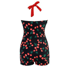 Load image into Gallery viewer, Siamese Black and White Dot Bikini Cherry Large Size Swimsuit