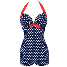Load image into Gallery viewer, Siamese Black and White Dot Bikini Cherry Large Size Swimsuit