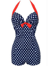 Load image into Gallery viewer, Siamese Black and White Dot Bikini Cherry Large Size Swimsuit