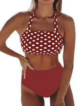 Load image into Gallery viewer, Women Bikini Set Halter Vest Beach High Waist Dot Swimwear