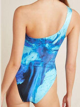Load image into Gallery viewer, Sexy watermark one-shoulder ladies one-piece swimsuit