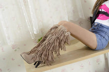 Load image into Gallery viewer, Fringed boots 32-43 large size women s Boots high-heeled waterproof multi-layer tassel high boots
