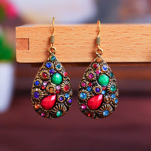 Load image into Gallery viewer, Creative Water Drop Gem Inlaid  Ancient National Style Earrings