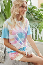 Load image into Gallery viewer, Summer Printed Dyed Pajamas with Short Sleeved Gradient-colored Draw-down Home Clothing Set