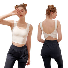 Load image into Gallery viewer, Solid Color Yoga Sports Vest Female Beauty Back Wrapped Chest Shock-proof Quick Dry Sling Pula Raised Bulletbar