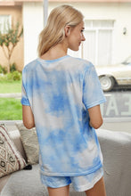 Load image into Gallery viewer, Summer Printed Dyed Pajamas with Short Sleeved Gradient-colored Draw-down Home Clothing Set