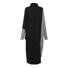 Load image into Gallery viewer, Star's same ol temperament women's clothing collage knitted medium length skirt long sleeve high neck dress