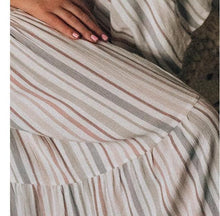 Load image into Gallery viewer, New Lace-up Striped Print Stitching Wide-leg Flared Trousers