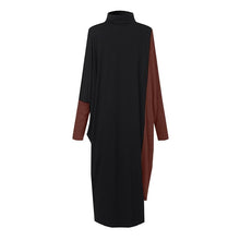 Load image into Gallery viewer, Star's same ol temperament women's clothing collage knitted medium length skirt long sleeve high neck dress