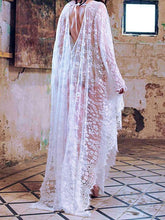 Load image into Gallery viewer, Deep V-neck Backless Lace-up See-through Cover-ups
