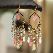 Load image into Gallery viewer, Antique gold-plated long fringed earrings for women vintage waterdrop bohemian chain earrings