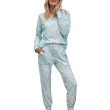 Load image into Gallery viewer, Autumn women's gradient pajamas tie-dyed long-sleeved trousers home service two-piece suit