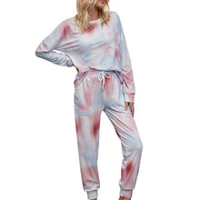 Load image into Gallery viewer, Autumn women's gradient pajamas tie-dyed long-sleeved trousers home service two-piece suit
