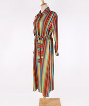 Load image into Gallery viewer, New Shirt Collar Color Strip Button Belt Beach Cover up