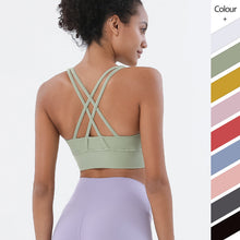 Load image into Gallery viewer, Double-sided Brushed Cross-back Sports Underwear Shockproof Gathering Yoga Bra Fitness Vest